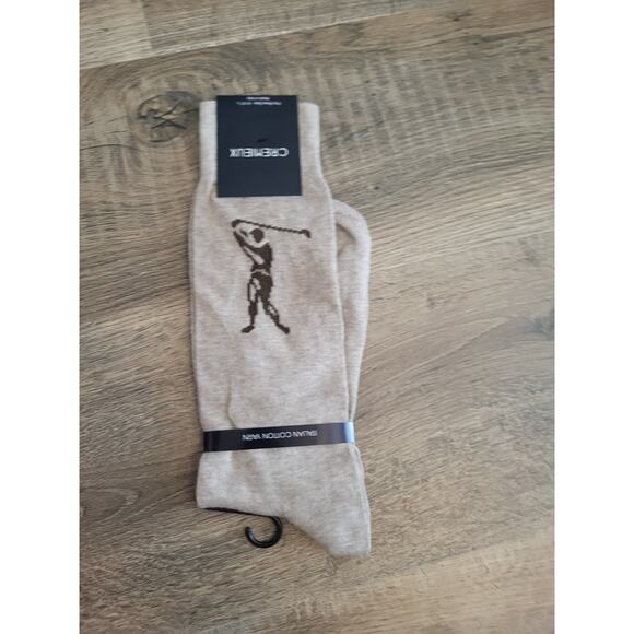 Cremieux Lot of 2 Italian Yarn Orange Brown Novelty Golf Dress Socks NEW - Picture 2 of 6